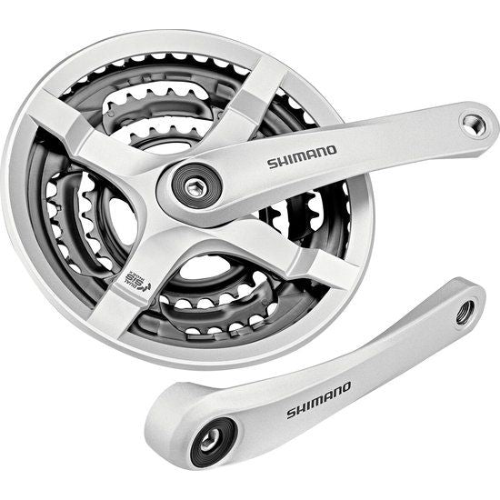 Shimano trekking crankstel FC-TY501, 175 mm, 48/38/28T, zilver, geschikt voor racefietsen en mountainbikes