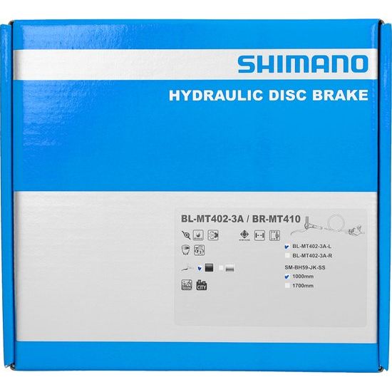 Shimano MTB schijfremset MT402-3 en MT410 in zwart, inclusief remschijven en remhendels voor mountainbikes.