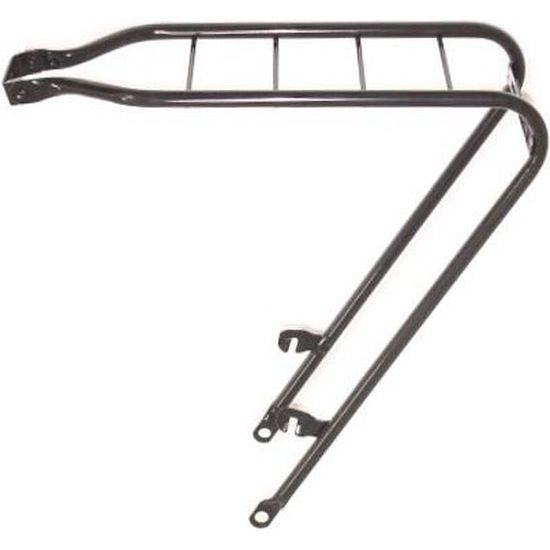 Zwarte Steco D-Model achterdrager voor 26/28-inch fietsen met as- en esge-bevestiging, geschikt voor bagagedragers.