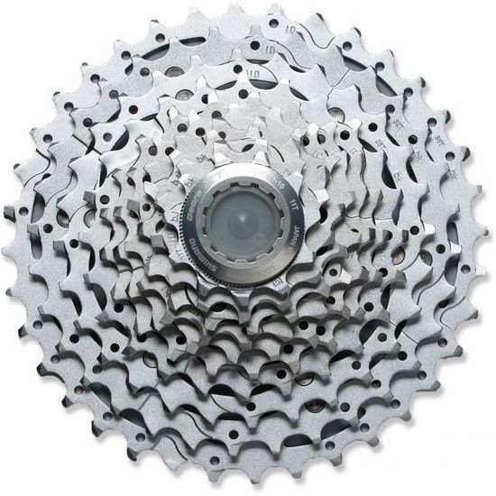 Shimano Deore XT CS-M771 10-speed cassette met metalen tandwielen voor mountainbikes, zwart en zilverkleurig