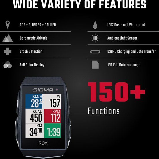 SigmaFietscomputer Rox 11.1 EVO Gps HR Compleet Zwart