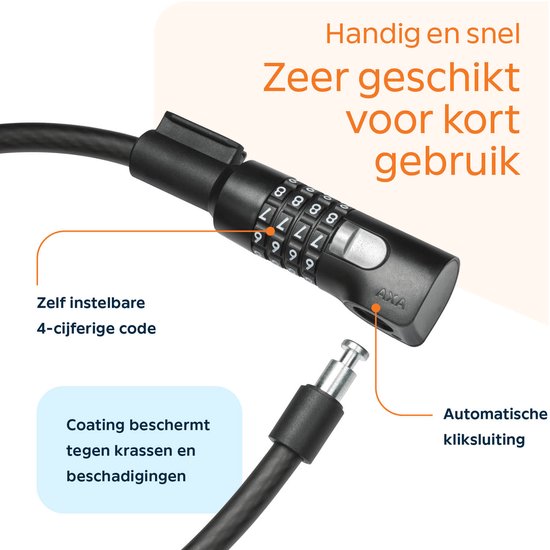 Axa Resolute Kabelslot met universele houder, stevig beveiligingsslot voor kabels en elektrische apparaten.