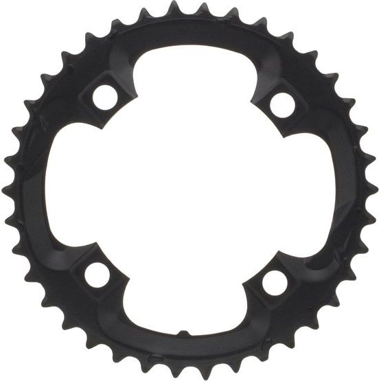 Shimano Acera FC-M361 kettingblad met 4 armen in zwart voor 10-speed fiets, zichtbaar in de afbeelding.