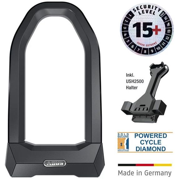 Abus Granit Super Extreme 2500 USH2500 230x102x27mm Schwarzes Bügelschloss