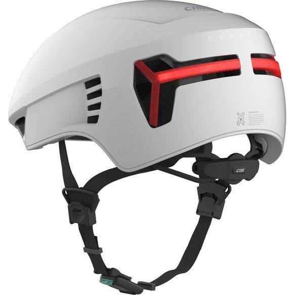 Crnk Racefiets helm Genetic met ventilatiegaten en strakke pasvorm voor wielrenners, zwart met rode details.
