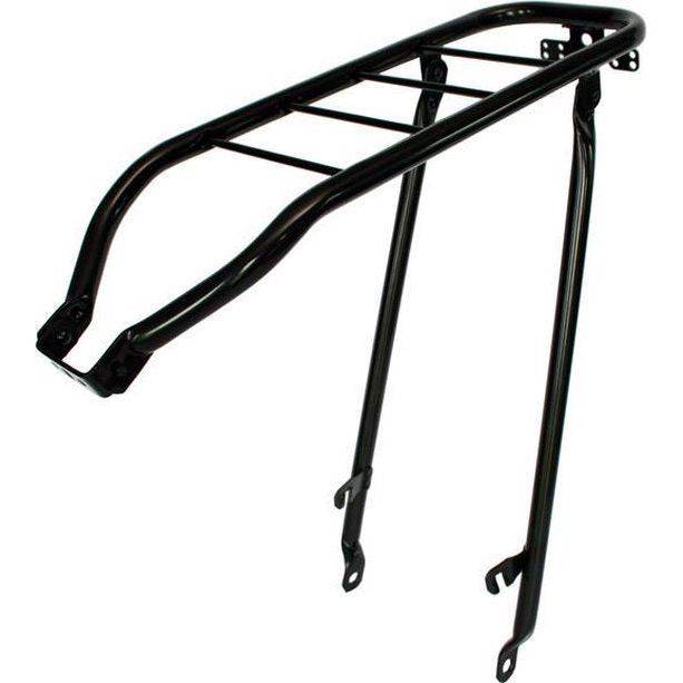 Steco Transport 28 achterdrager op as voor bagagedragers, zwart metalen frame met bevestigingspunten voor fietsaccessoires