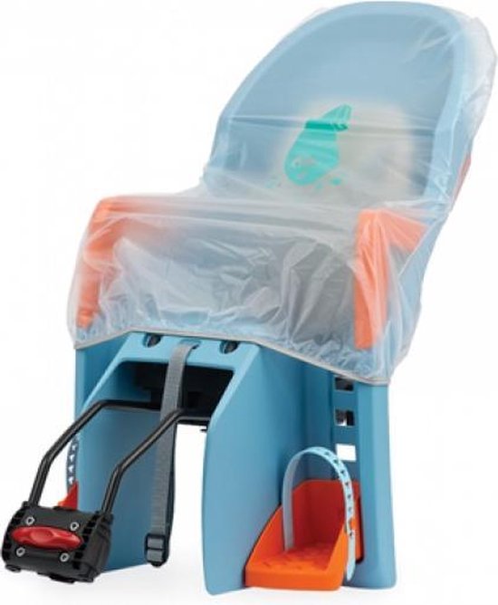 Transparante Polisport Guppy Maxi regenhoes voor fiets, beschermt tegen regen en wind, zichtbaar over fietsframe.