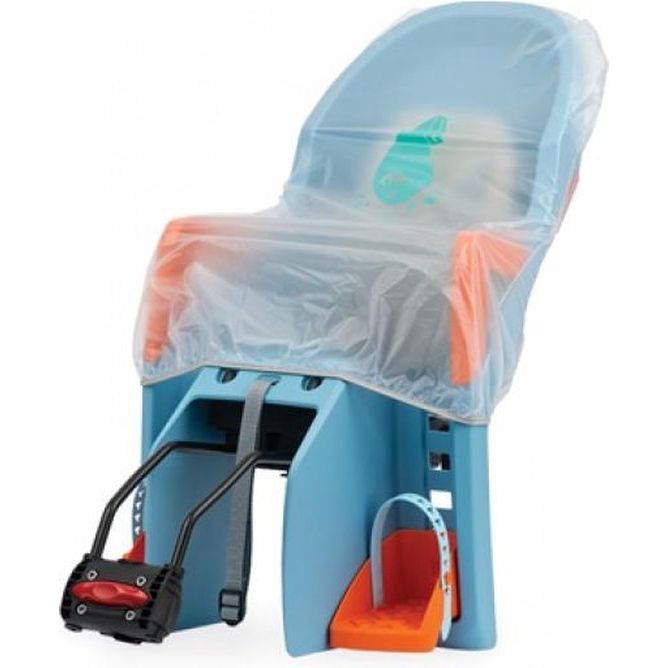 Transparante Polisport Guppy Maxi regenhoes voor fiets, beschermt tegen regen en wind, zichtbaar over fietsframe.