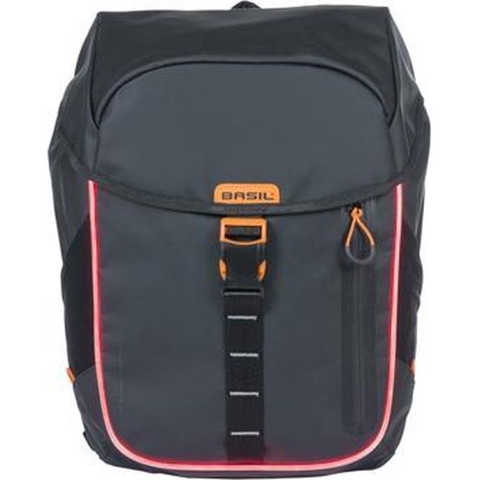 Basil Miles Daypack fietsrugzak met 17 liter inhoud, zwart met reflecterende details, geschikt voor fietsers, 31x17x44 cm