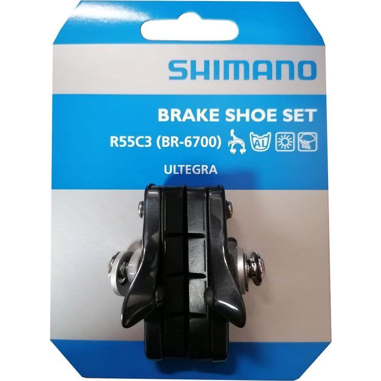 Shimano Ultegra R55C3 BR-6700 velgrem remblokjes cartridge in zwart, zichtbaar op de remklauw.