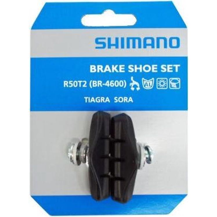 Shimano R50T2 velgremblokset met 5 paar remblokjes voor Tiagra en Sora, geschikt voor fietsremmen.