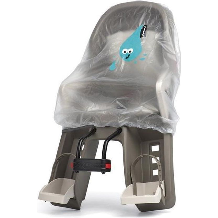 Transparante Polisport Guppy Maxi regenhoes voor fiets, beschermt tegen regen en wind, zichtbaar op de afbeelding.
