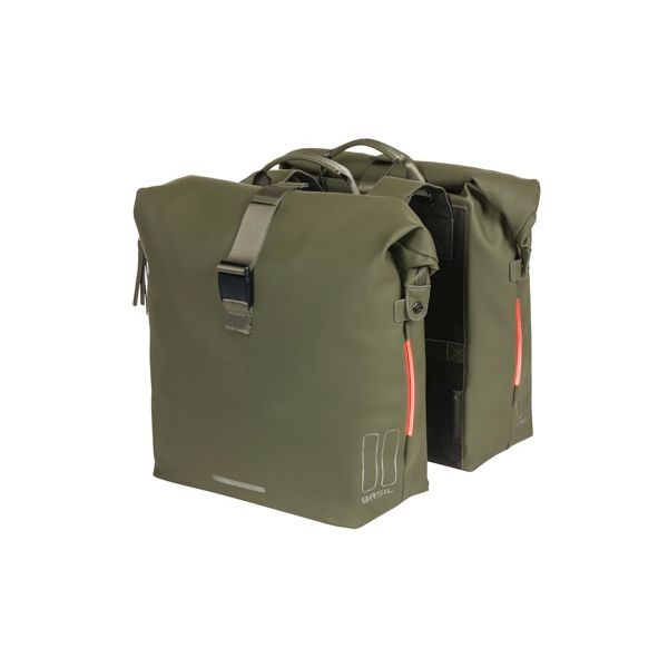 Dubbele Basil Soho Nordlicht fietstas van 41 liter met afmetingen 31x13x37 cm, geschikt voor fietsaccessoires en bagage.