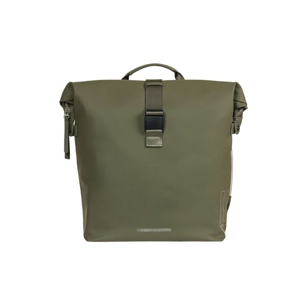 Dubbele fietstas van Basil Soho Nordlicht, 41 liter, zwart, met verstelbare riemen en reflecterende details, geschikt voor bagagedrager.
