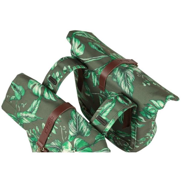 Basil dubbele fietstas Ever-Green, 28-32 liter, zwart, 28x16x35 cm, geschikt voor fiets accessoires en boodschappen