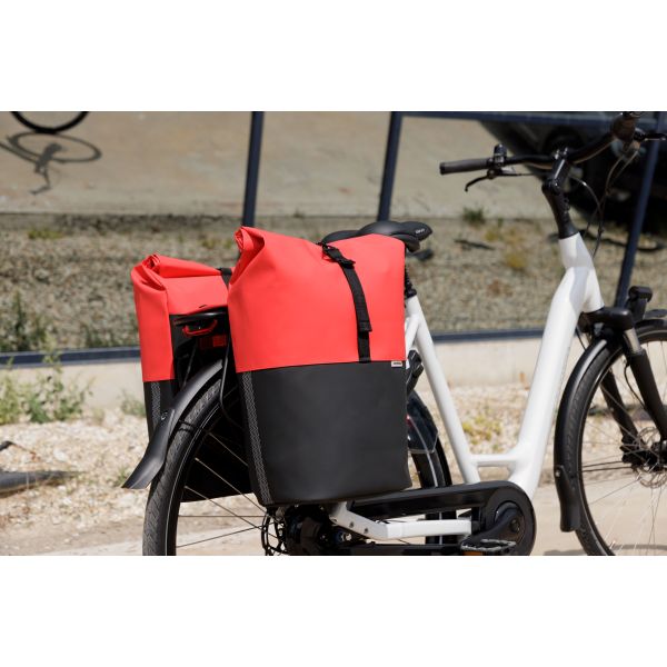 Nieuw Looxs dubbele fietstas Nyborg MIK, 34 liter, zachte waterdichte tas voor aan fiets achterdrager, zwart met reflectie.