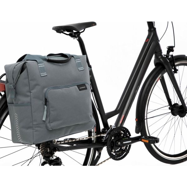 Dubbele fietstas van New Looxs Tulum Camella, 26 liter, gemaakt van 100% gerecycled polyester, geschikt voor stadsfietsen