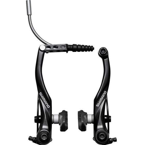 Shimano Alivio T4000 V-brake voor racefiets, 107 mm remmen, zwart, met handgrepen en bevestigingsonderdelen zichtbaar