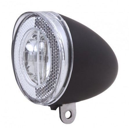 Heldere XLC led koplamp met batterij, geschikt voor fietsverlichting, zichtbaar met witte behuizing en verstelbare montage.