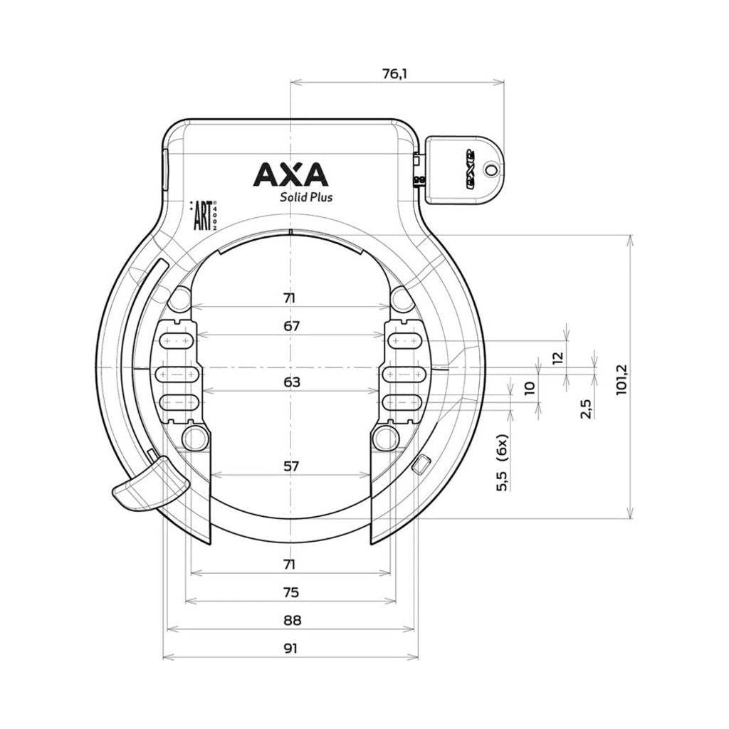 Axa Slotset Solid Plus/Newton PI150 Ringslot + Insteekketting Zwart - Le Coq Wielerartikelen