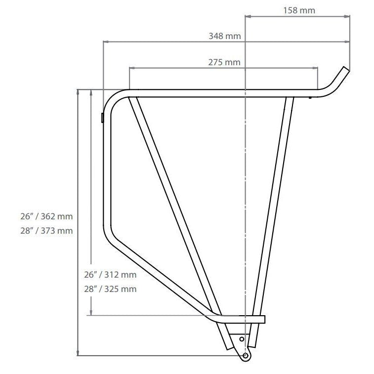 Tubus bagagedrager voor fiets, robuust en stevig, geschikt voor bagage en fietstassen, zwart metalen frame op achtergrond.