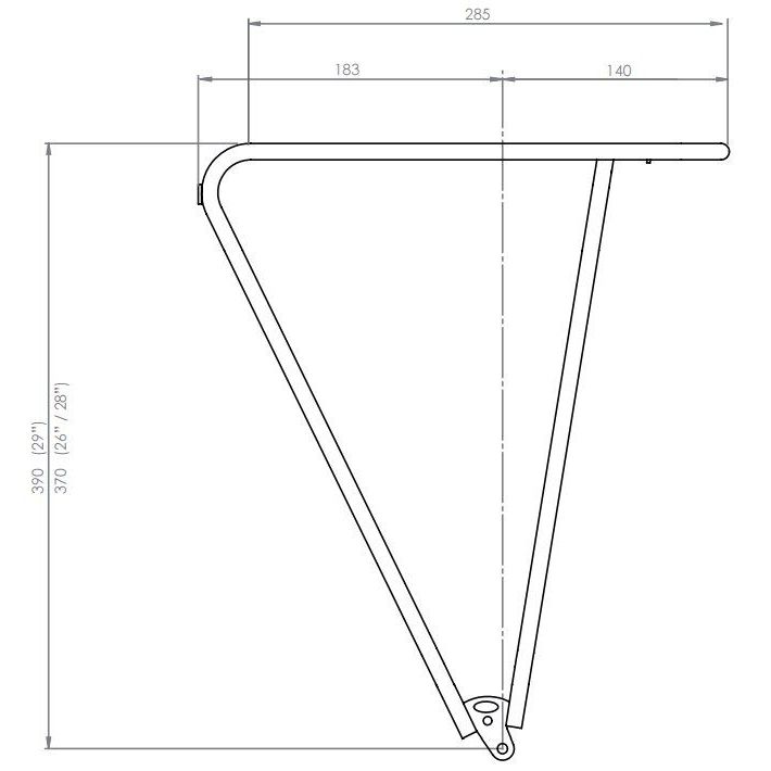 Zwart Tubus bagagedrager voor fiets, stevig en geschikt voor het vervoeren van bagage op de achterdrager.