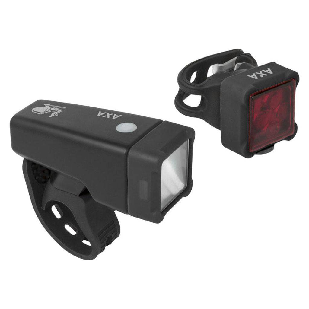 Lampset Axa Niteline T4-R Led Usb Zwart - Le Coq Wielerartikelen