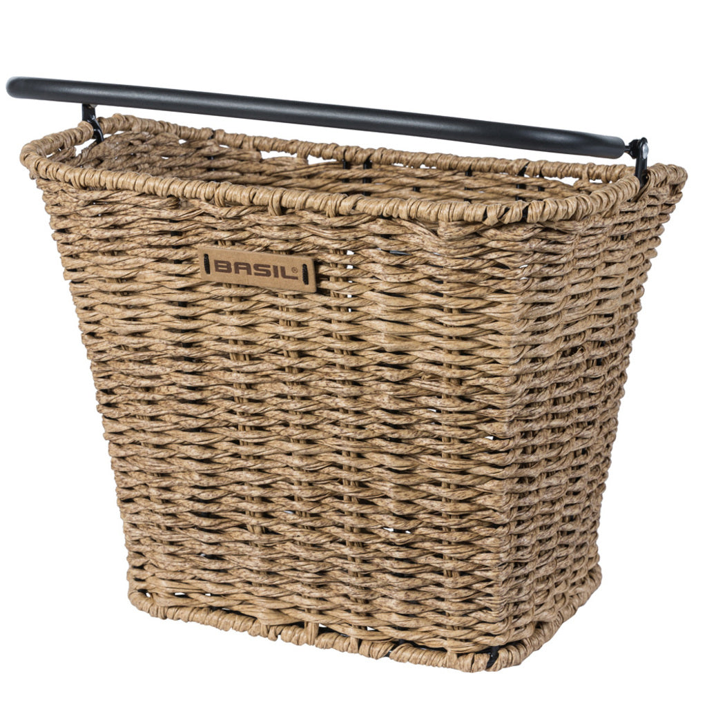 Basil fietsmand Bremen in rattan look, 27x35x29 cm, geschikt voor fietsaccessoires en decoratief vervoer.