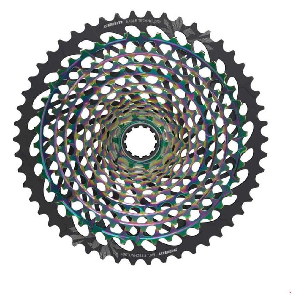 Sram Xg1299 12-speed cassette met 10-50T tandwielen, geschikt voor mountainbikes en racefietsen, zwart metalen afwerking