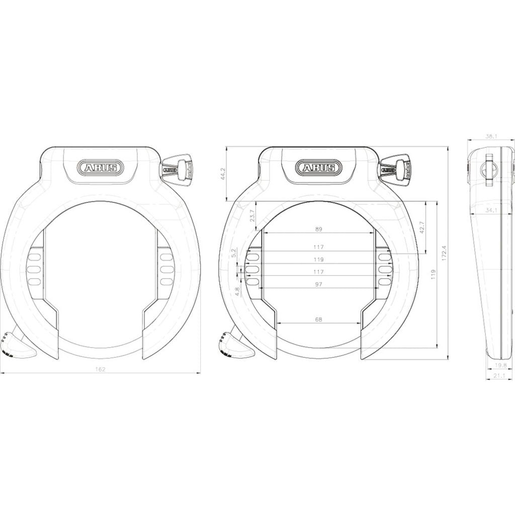 Abus Ringslot Amparo 4750 XL R Insteek, stevige fietsslot met sleutel en slotmechanisme, zwart metalen ontwerp