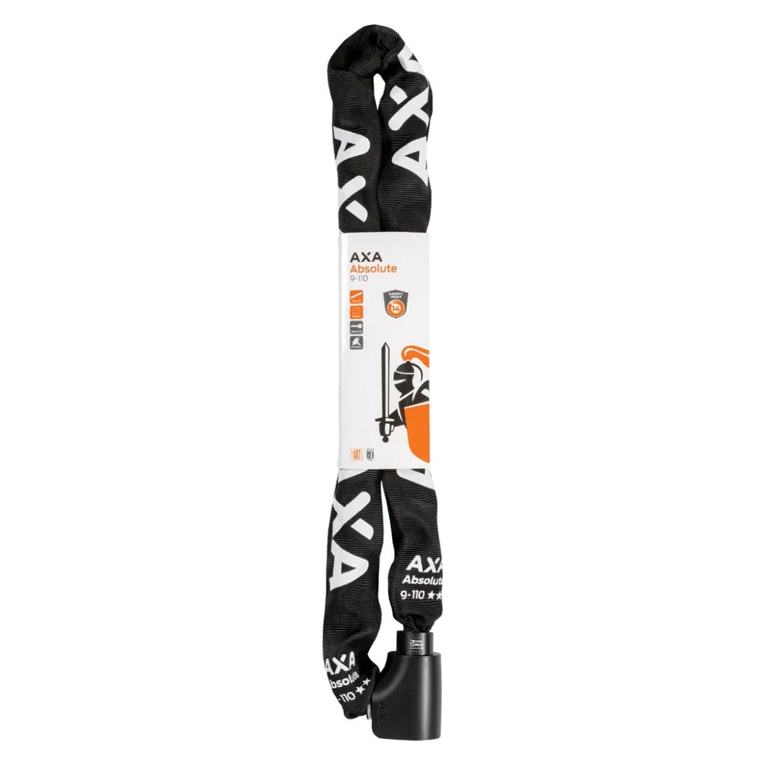 Axa Kettingslot Absolute 110cm x 9mm - Zwart - Le Coq Wielerartikelen