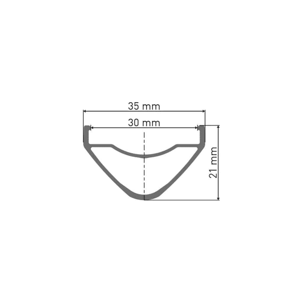 Zwart 29-inch DT Swiss XM1700 Spline 30 Boost voorwiel voor MTB met disc rem en aluminium velg, zichtbare naaf en spaken