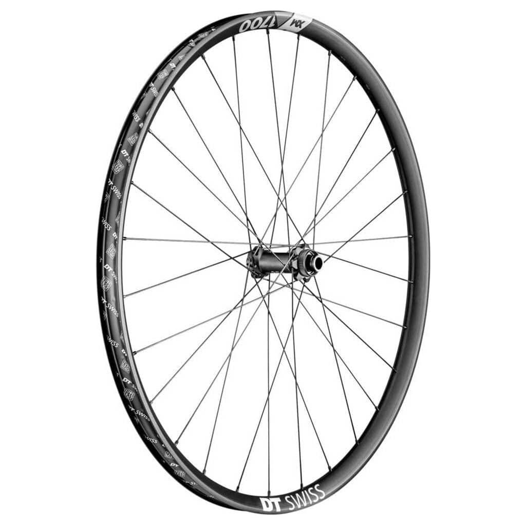 Zwart voorwiel 29" DT Swiss XM1700 Spline 30 Boost Disc CL aluminium voor MTB, zichtbaar met naaf en schijfremmen