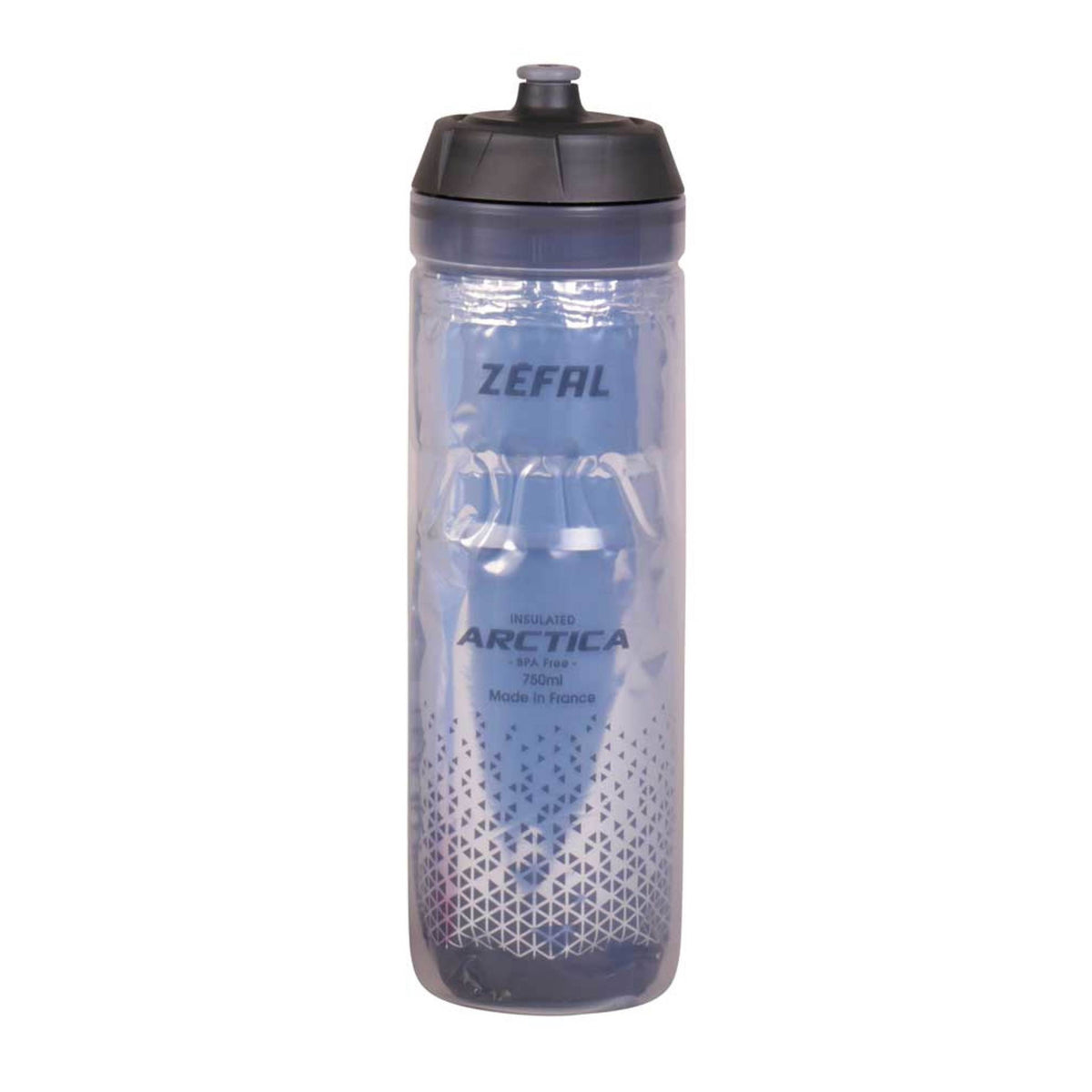Zefal Bidon Arctica 75, 750ml waterfles met blauwe kleur en antislip bodem voor fietsgebruik.
