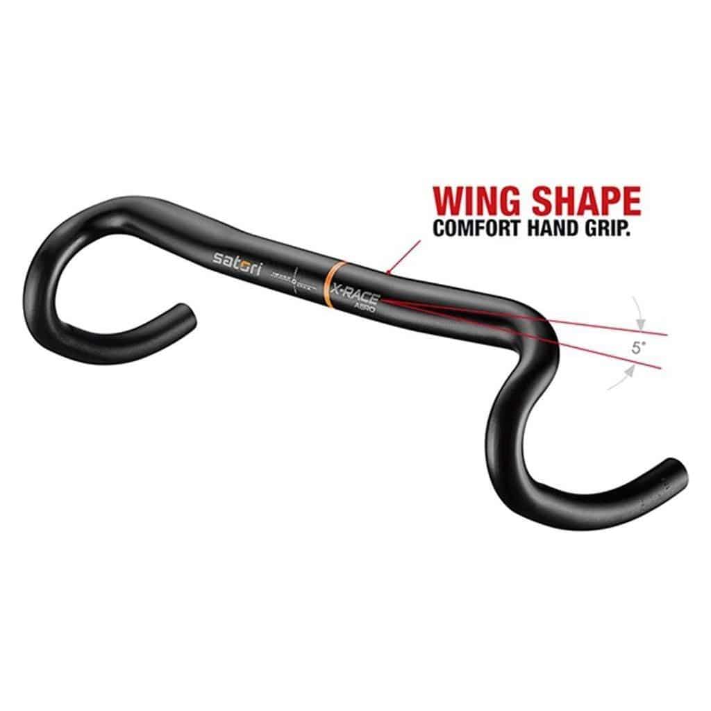 Satori Stuur X-Race Aero Ø31.8Mm / B=400Mm - Mat Zwart - Le Coq Wielerartikelen