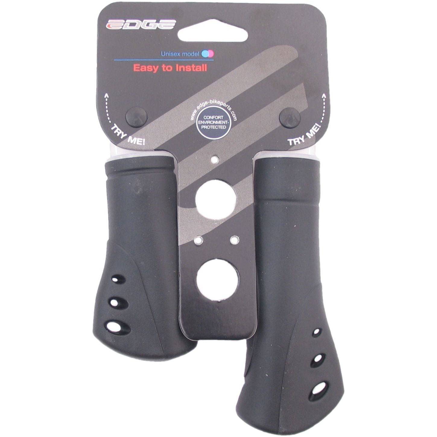 Zwart Edge Ergo Venti handvatten van 125/92 mm voor comfortabel gebruik, zichtbaar op de afbeelding.