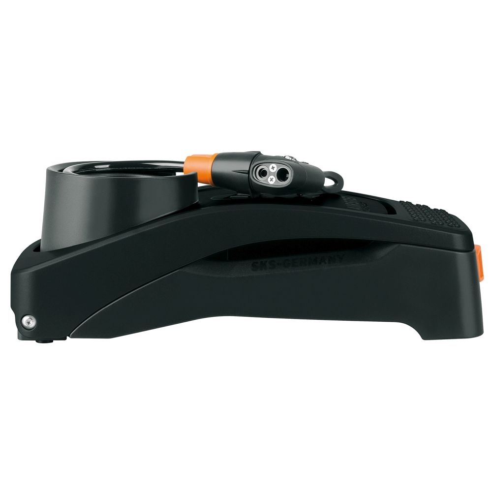 SKS Airstep aluminium voetpomp met manometer voor fietsbanden, stevige voetpomp met drukmeter en duurzame constructie