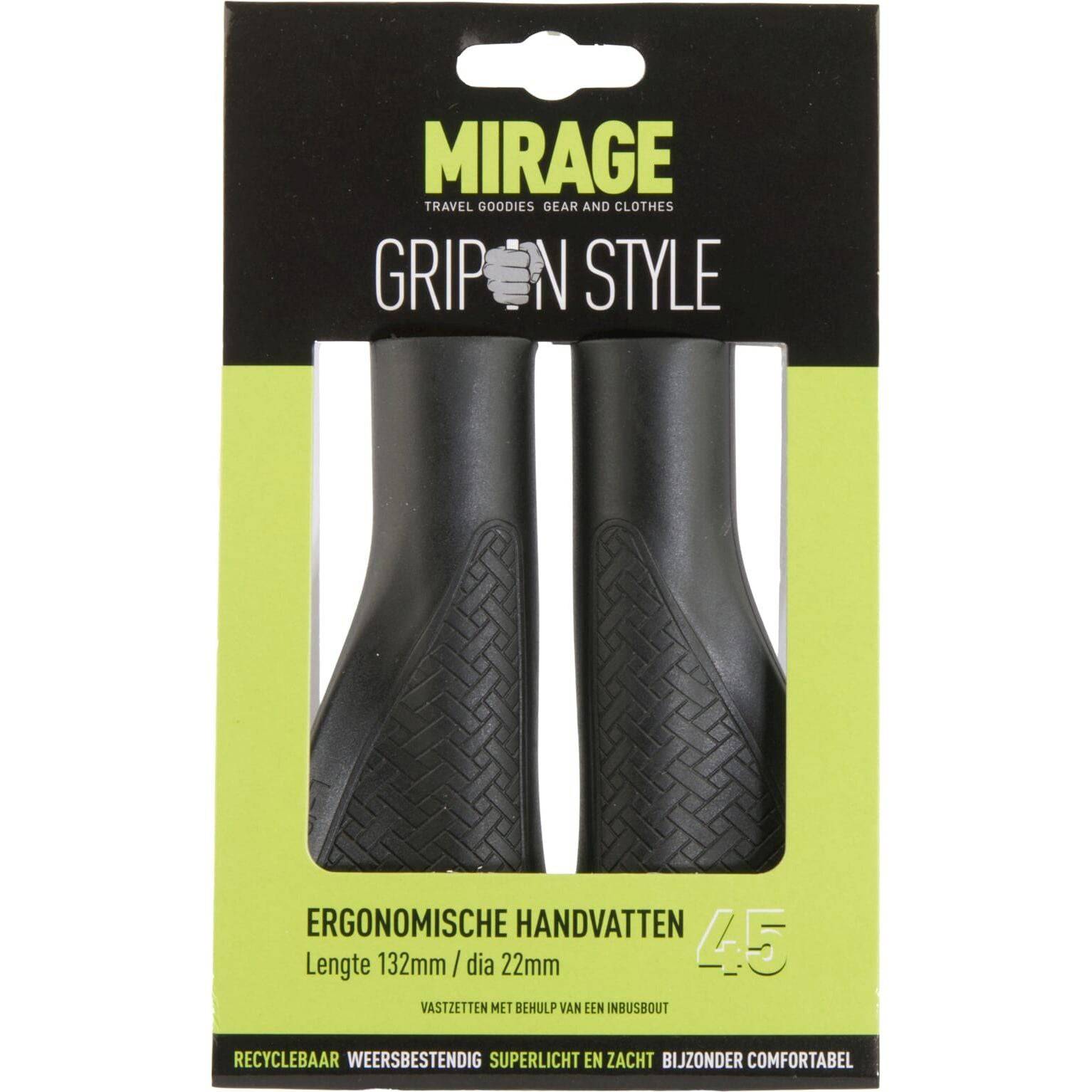 Mirage Handvatpaar Grips In Style #45 - 132/132 Mm Met Lockring - Zwart - Le Coq Wielerartikelen