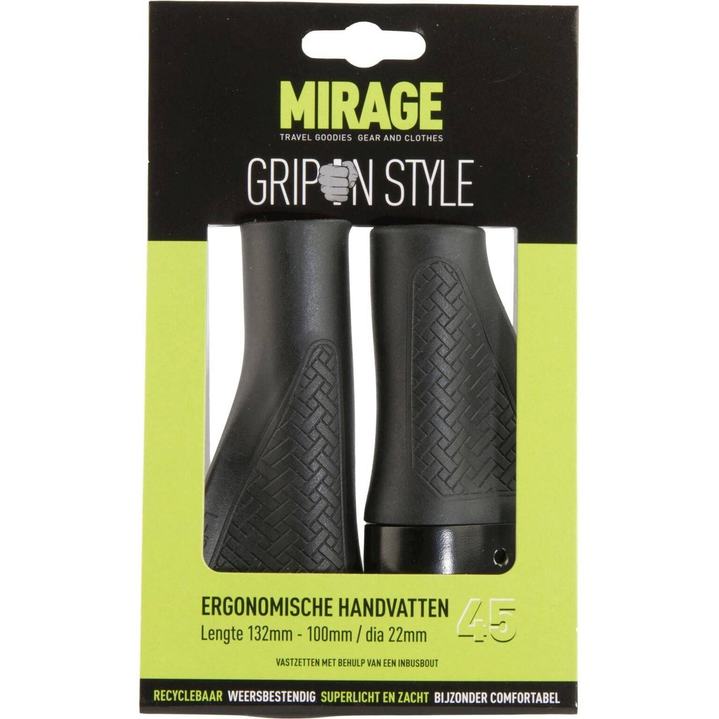 Mirage Handvatpaar Grips In Style #45 - 132/100 Mm Met Lockring - Zwart - Le Coq Wielerartikelen