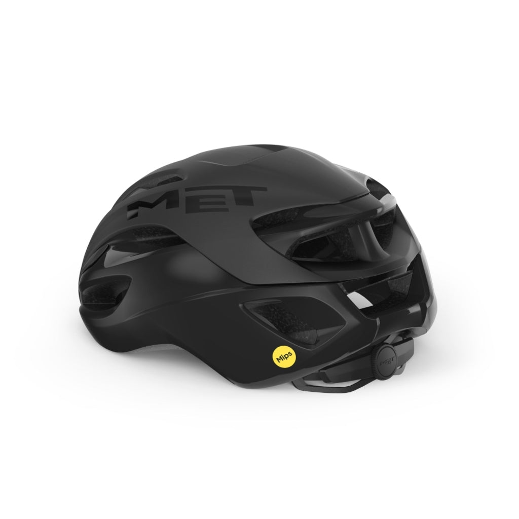 Racefietshelm MET Rivale Mips met aerodynamisch ontwerp en ventilatieopeningen, ideaal voor wielrenners.