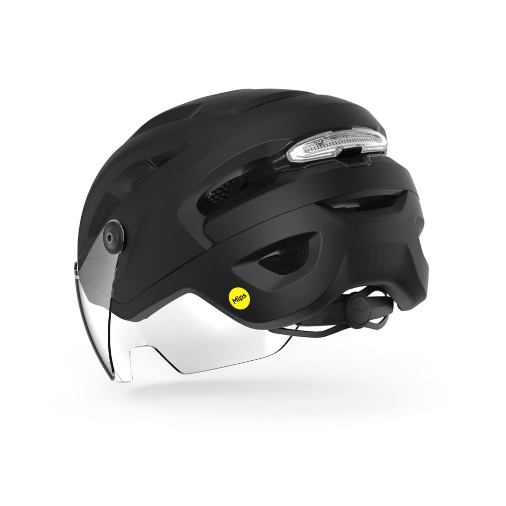 MET Intercity MIPS Speed Pedelec Helm, lichtgewicht fietshelm met ventilatie en MIPS-schuifbescherming, zichtbaar op de afbeelding.