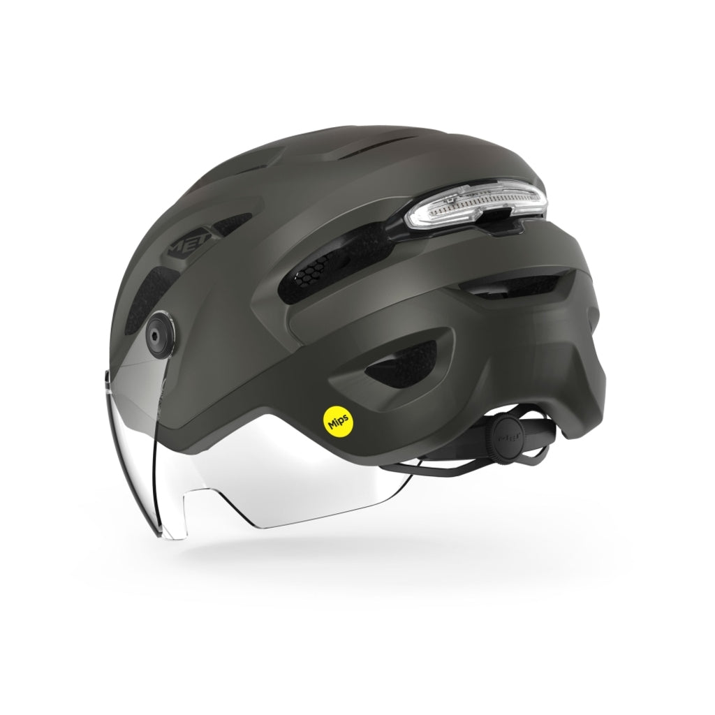 MET Intercity MIPS Speed Pedelec fietshelm met ventilatieopeningen en verstelbare riem, ontworpen voor veilig fietsen.