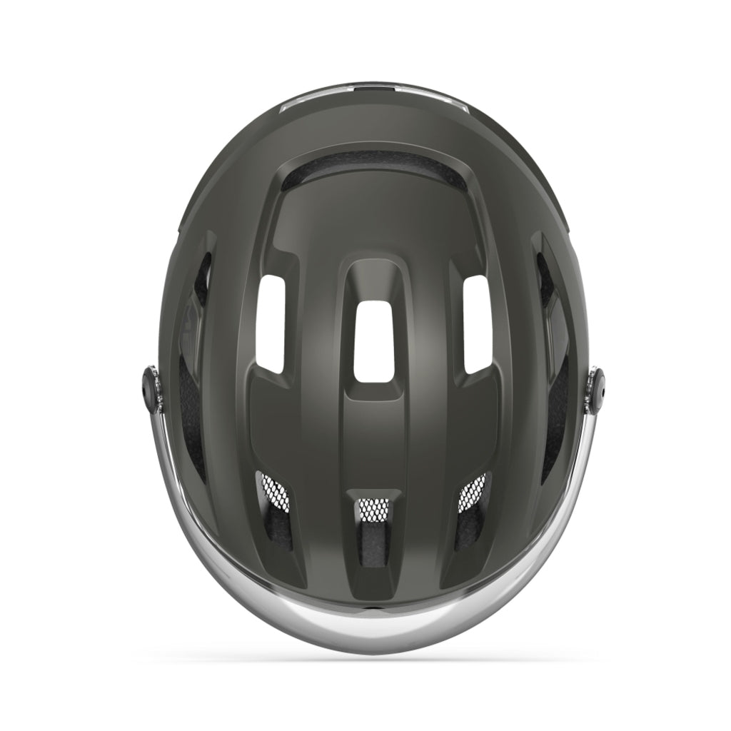 MET Intercity MIPS Speed Pedelec fietshelm met ventilatieopeningen en verstelbare riem, ontworpen voor veilig wielrennen.