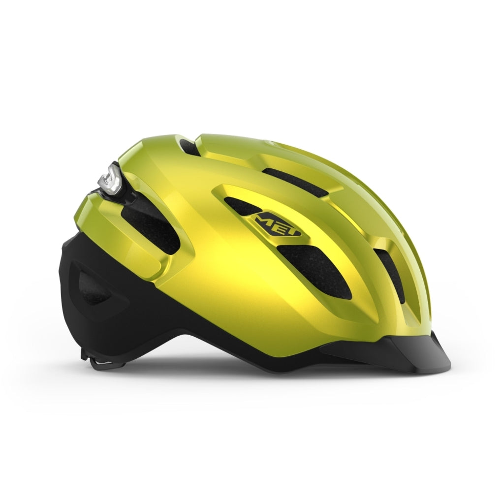 MET Urbex Mips e-bike helm met ventilatiegaten en beschermingslaag, geschikt voor stadsfietsen en e-bikes.