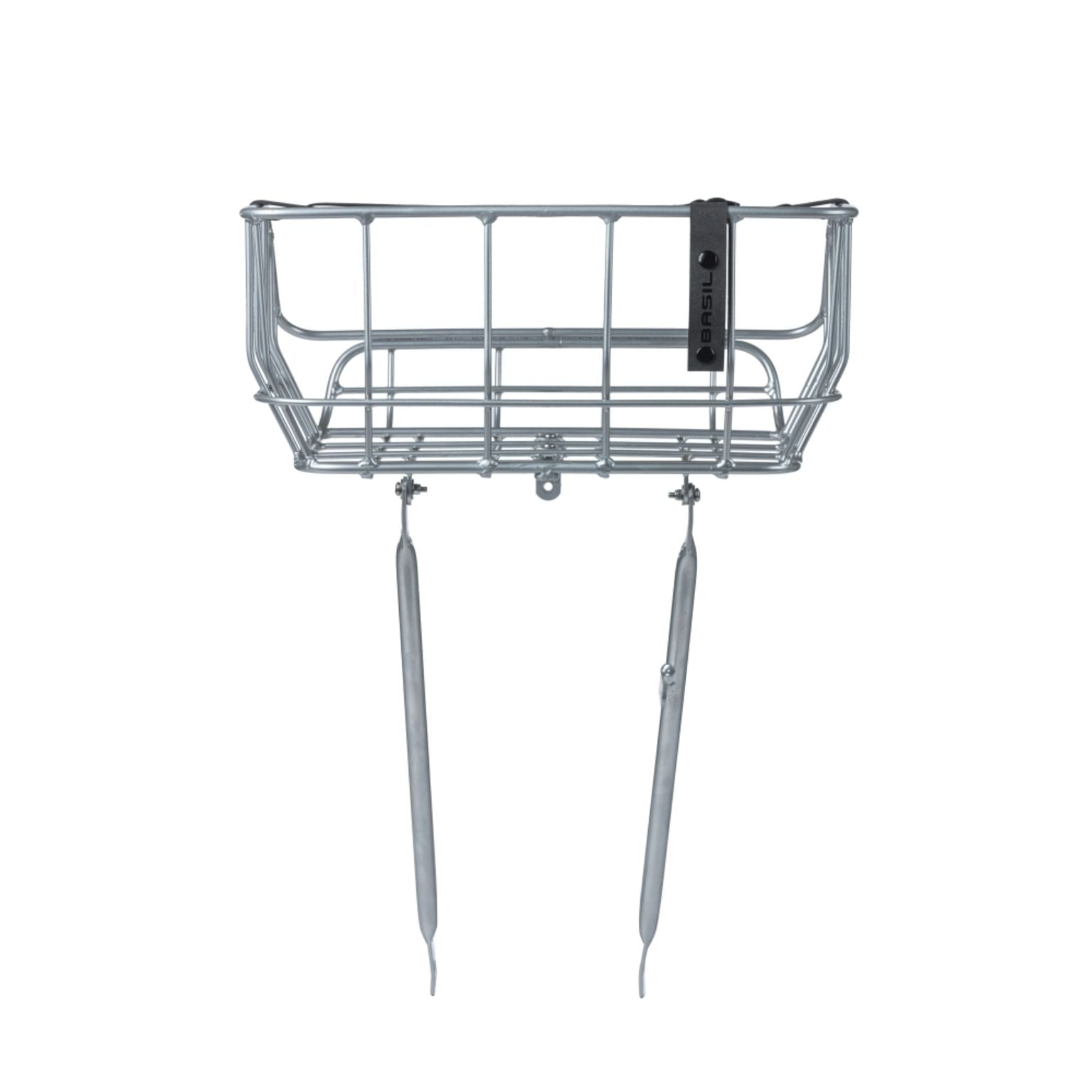 Basil Portland fietsmand van aluminium, 25 liter, geschikt voor fietsaccessoires en bagage, zichtbaar in de afbeelding.