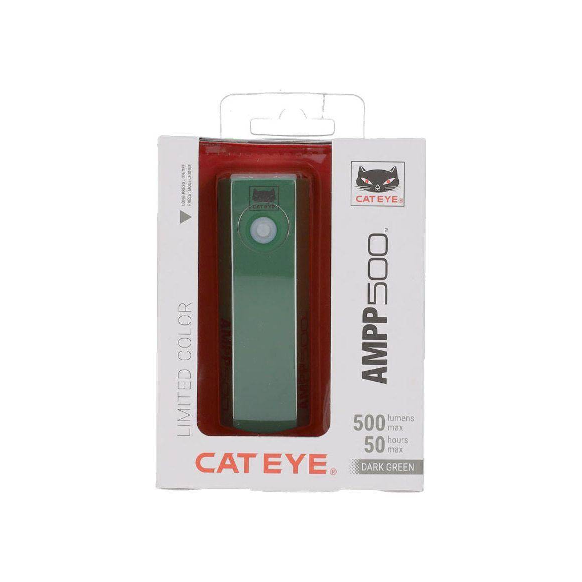 Koplamp Cateye Ampp500 Hl-El085Rc Led Usb Oplaadbaar Accu Dark Green - Le Coq Wielerartikelen