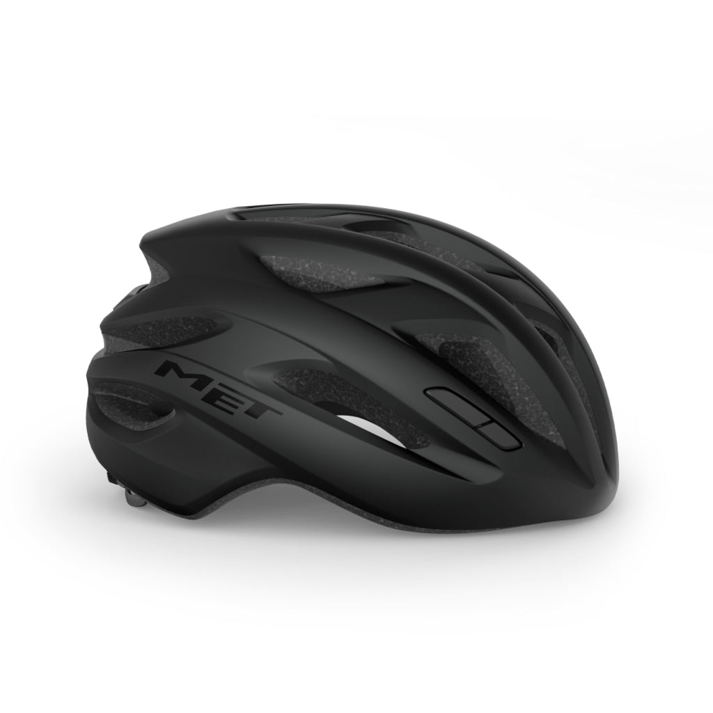 Racefietshelm MET Idolo met aerodynamisch ontwerp en verstelbare riem, geschikt voor wielrenners.