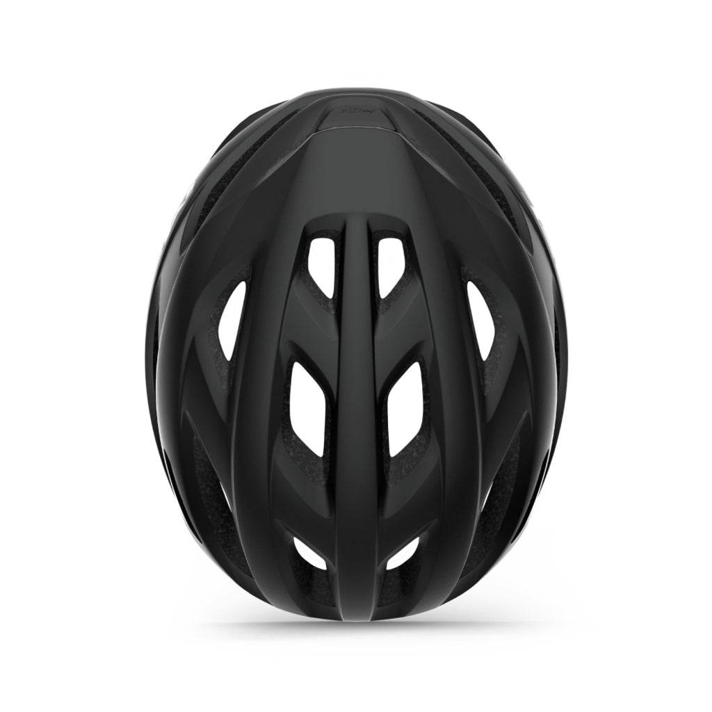 MET racefiets helm Idolo met ventilatiegaten en verstelbare riem, ontworpen voor comfort en veiligheid tijdens wielrennen.