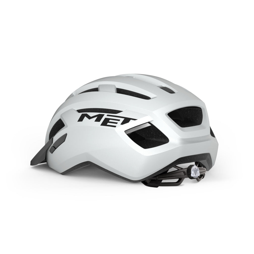 MET Allroad MTB helm met Mips-systeem, witte fietshelm met ventilatieopeningen en verstelbare riem voor mountainbiken.