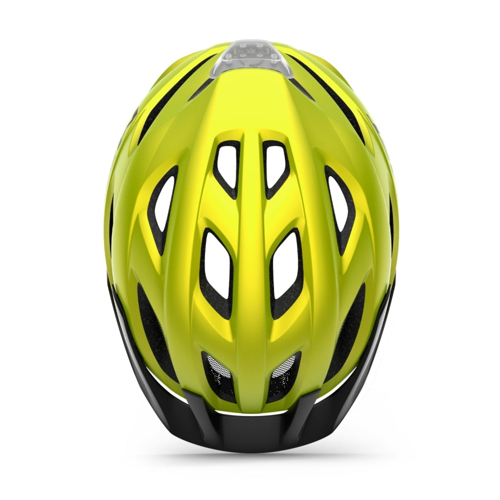 MET MTB helm Crossover met MIPS-systeem, zwart met grijze details, ontworpen voor urban en mountainbiken, zichtbare ventilatiegaten.